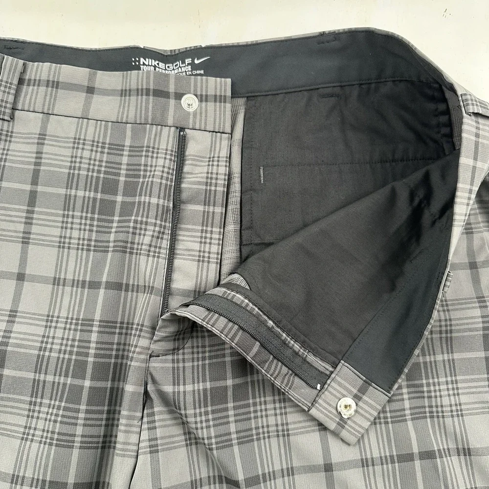 Nike Golf Tour Performance Dri-Fit Pants Mens 36x32 Gray Plaid 509741-010